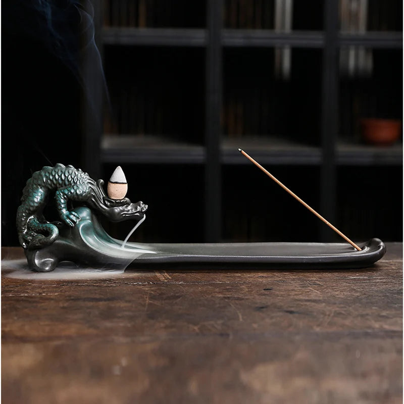 Spiritual Abacus Dragon Backflow Incense Burner – Ceramic Smoke Waterfall for Home Decor & Meditation