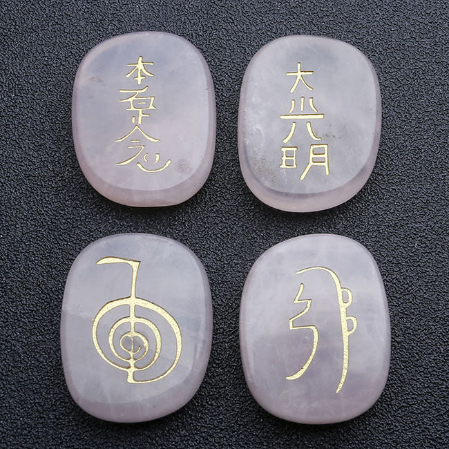 Spiritual Abacus Four Stones Reiki Symbol Flat Oval Stone