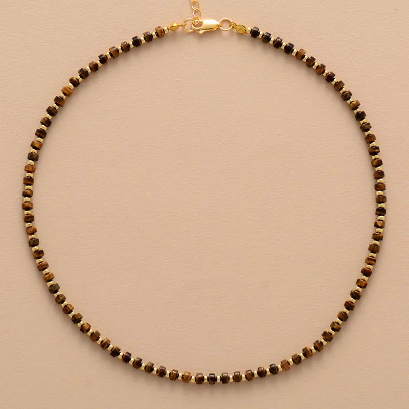 💎 Spiritual Abacus Natural Stone Beaded Choker – Minimalist Collar Necklace for Women