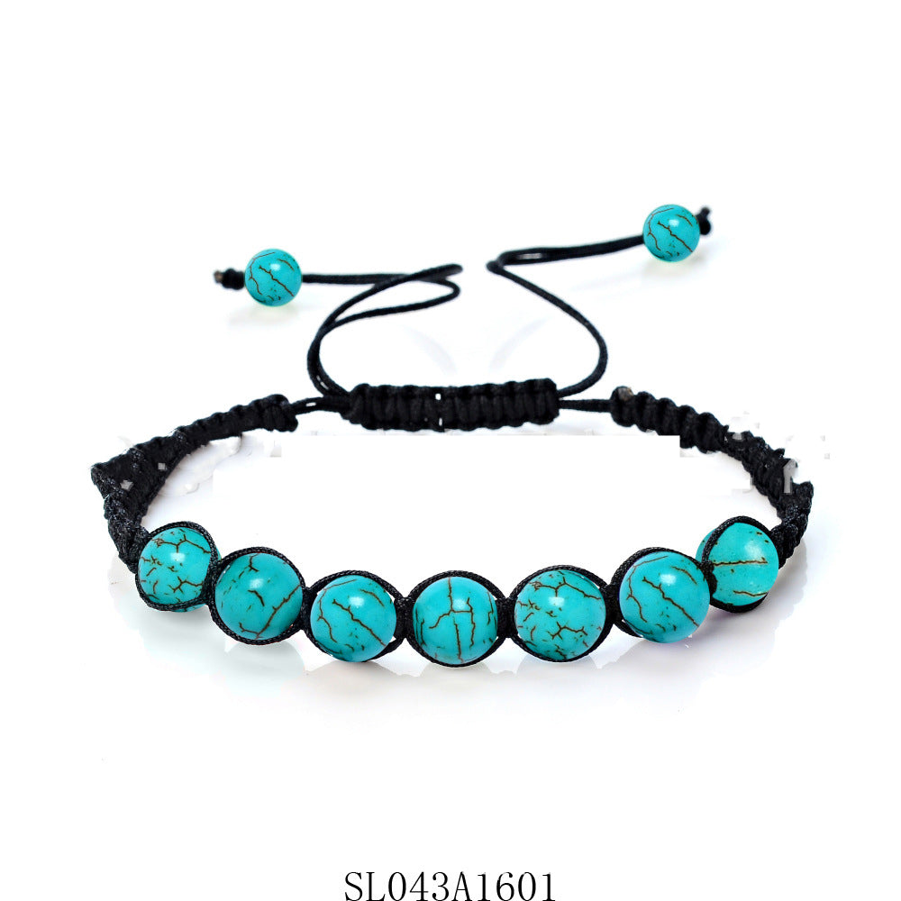Spiritual Abacus 8MM Amethyst, Blue Gold & Green Aventurine Braided Bracelet