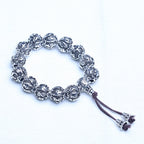 Spiritual Abacus Tibetan Silver Mantra Bracelet – Handmade Nepalese Heart Sutra & Six-Word Mantra Bead Bracelet