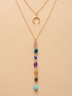 💖 Spiritual Abacus 7-Chakra Heart Pendant Necklace – Gold-Plated Minimalist Spiritual Jewelry