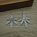 Spiritual Abacus 925 Sterling Silver Thai Silver Gold-Dotted Feather Pendant