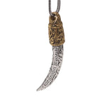 🐺 Spiritual Abacus 925 Sterling Silver Wolf Tooth Pendant – Viking-Inspired Animal Talisman Necklace for Men