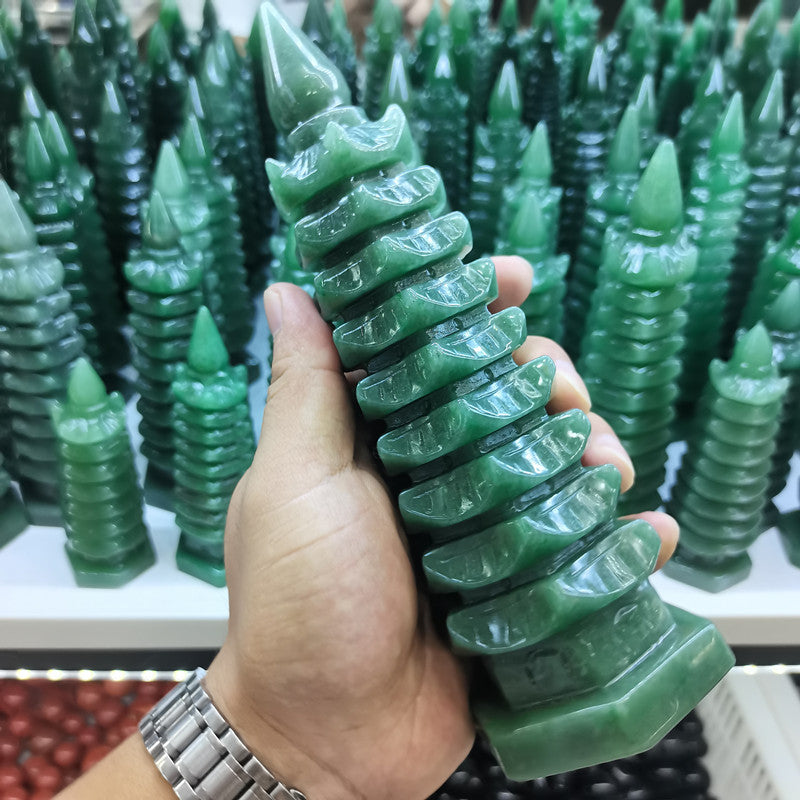 Spiritual Abacus Natural Aventurine Jade Wenchang Pagoda Ornament