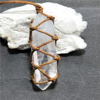 Spiritual Abacus White Crystal Pillar Pendant Necklace | Natural Healing Stone Jewelry