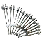 Spiritual Abacus 8-Piece Chakra Tuning Fork Set – Silver Healing Forks for Meditation, Energy Alignment & Sound Therapy