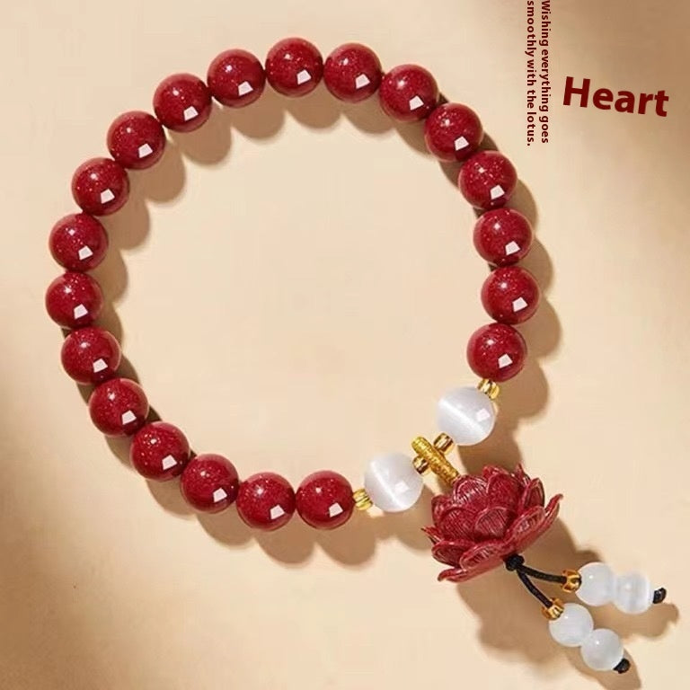 Spiritual Abacus™ Opal Lotus Meditation Bracelet – Chinese Style Cinnabar Beaded Jewelry for Peace & Positive Energy