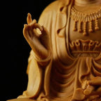 Spiritual Abacus Natural Cypress Buddha Statue