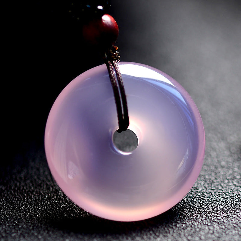 Spiritual Abacus Brazil Ice Flower Hibiscus Chalcedony Jade Buckle Pendant