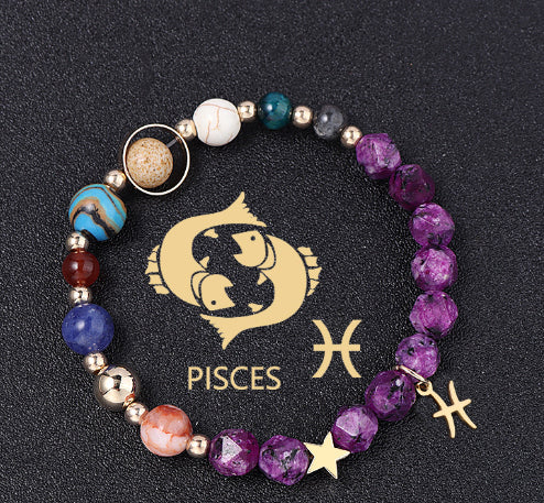 Spiritual Abacus Twelve Constellations Natural Stone Bracelet with Eight Planets