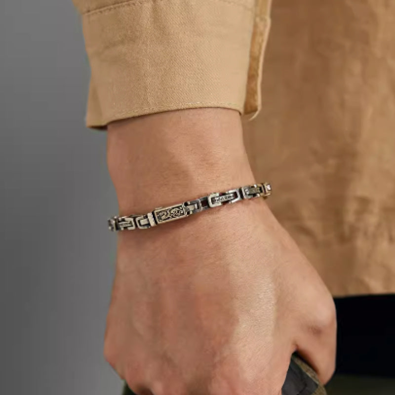 Spiritual Abacus™ 925 Sterling Silver Six-Character Mantra Bracelet