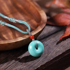 Spiritual Abacus High Porcelain Turquoise Bread Ring Safety Buckle Pendant