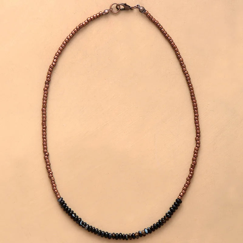 🌼 Spiritual Abacus Boho Seed Bead Choker – Vintage-Inspired Beaded Necklace for Women