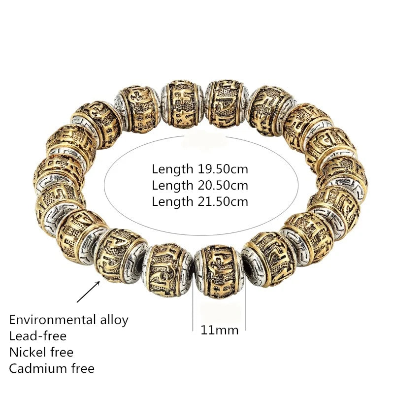 Spiritual Abacus Six-Word Mantra Bracelet – Traditional Buddhist OM MANI PADME HUM Amulet for Men & Women