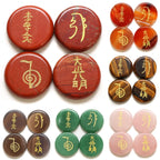 Spiritual Abacus 4-Piece Reiki Healing Stone Set – Natural Semi-Precious Crystal Slabs with Reiki Symbols (10 Color Options)