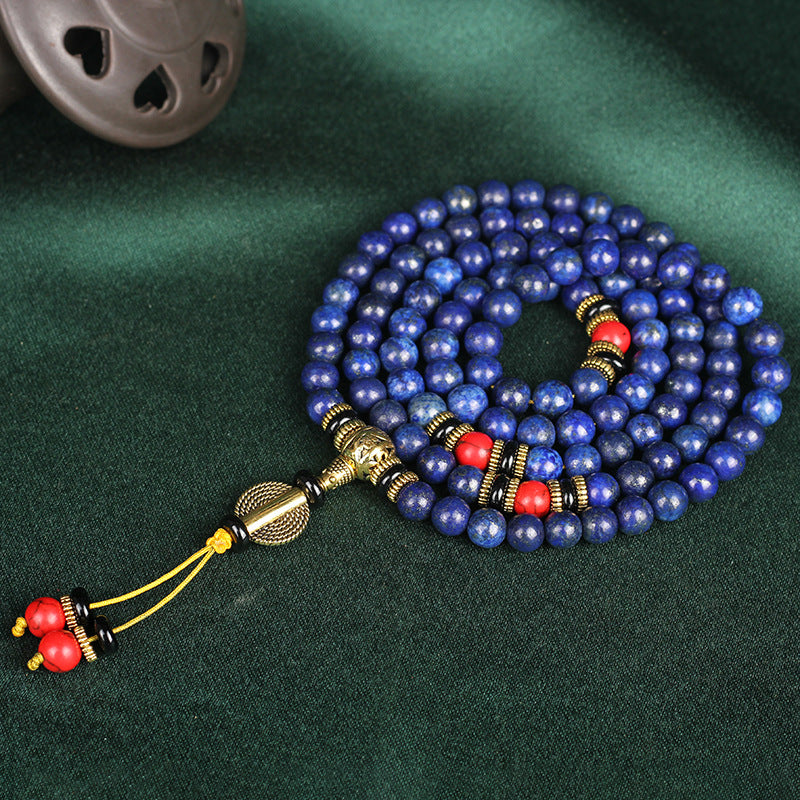 Spiritual Abacus Natural 5A Imperial Lapis Lazuli 108 Beads Bracelet | Healing Crystal Mala