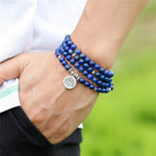 Spiritual Abacus™ Lapis Lazuli Crystal Lotus OM Bracelet – Inner Peace & Intuition Yoga Jewelry