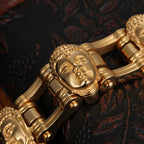 Spiritual Abacus Titanium Gold Buddha Bike Chain Bracelet for Men