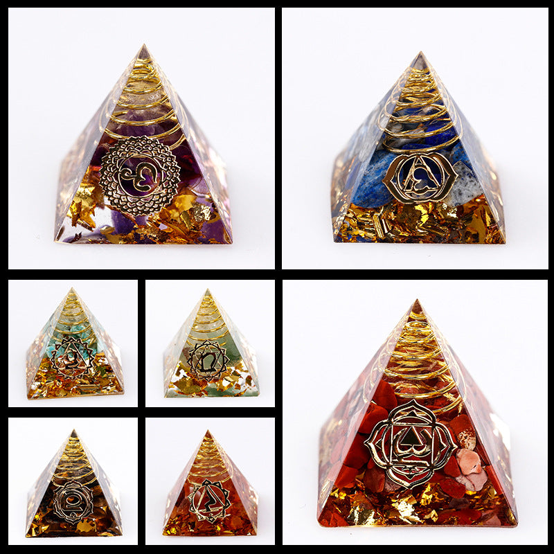 Spiritual Abacus Natural Crystal Gravel Pyramid Epoxy Decoration