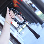 Spiritual Abacus 12-Bead Tibetan Black Wood Bracelet – Genuine Natural Beads for Prayer & Protection