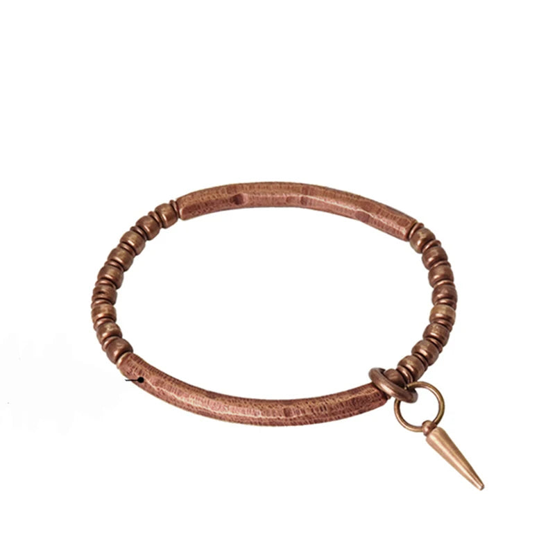 Spiritual Abacus Viking Hammered Copper Bracelet – Hand-Forged Pure Copper Cuff for Men & Women, Retro Oxidized Unisex Jewelry