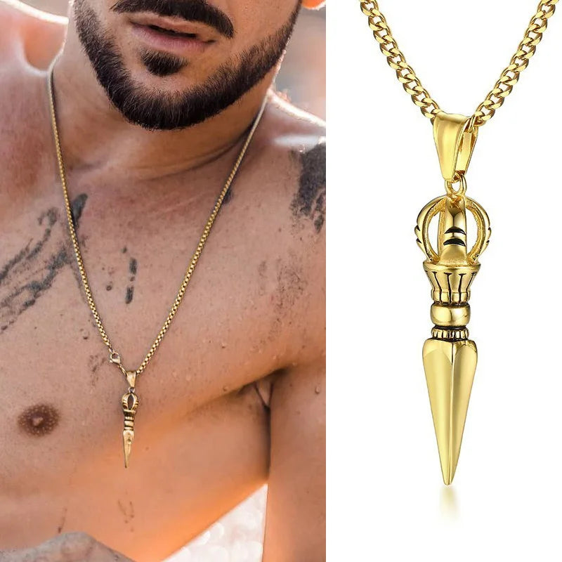 Spiritual Abacus ⚔️ Gandhanra Stainless Steel Tibetan Vajra Dagger Pendant