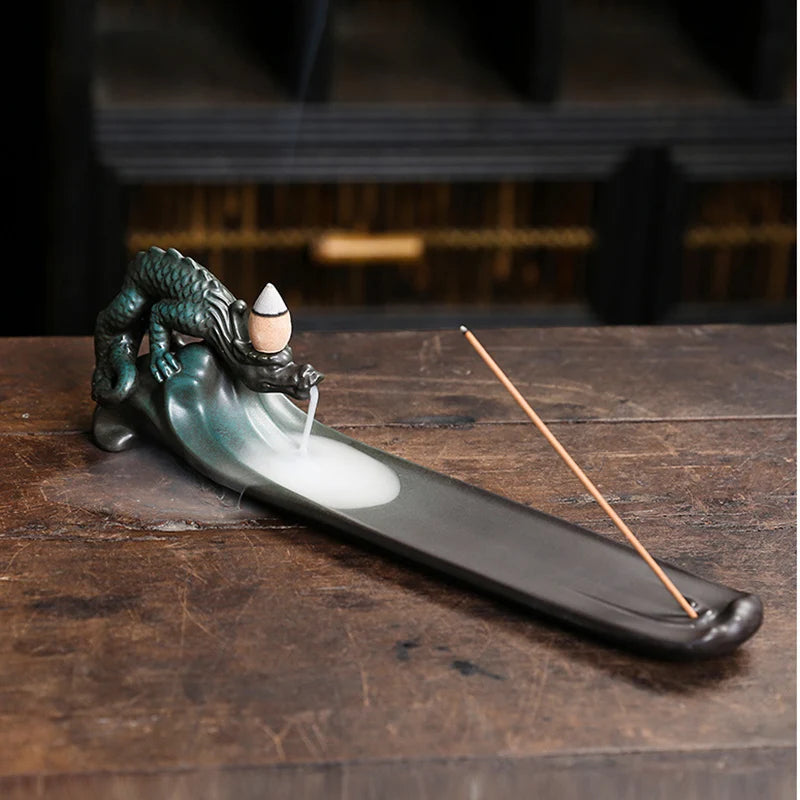 Spiritual Abacus Dragon Backflow Incense Burner – Ceramic Smoke Waterfall for Home Decor & Meditation