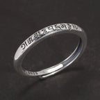 Spiritual Abacus 925 Sterling Silver Tibetan Buddha Ring – Adjustable Tail Ring with OM Mani Padme Hum for Men & Women