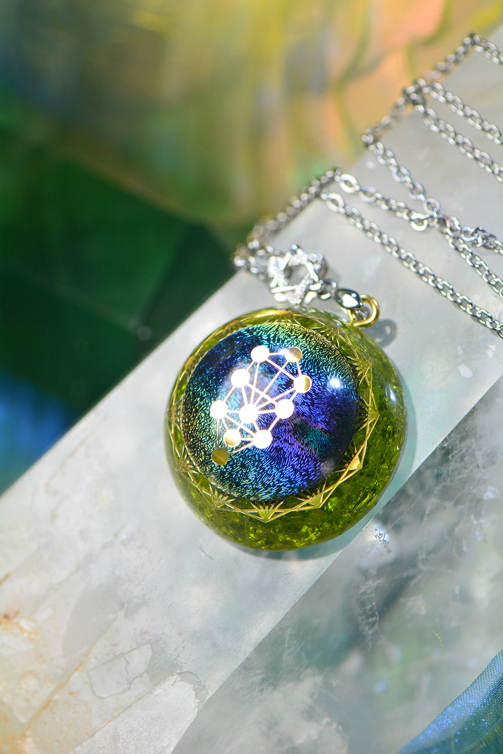 Spiritual Abacus High Frequency Green Crystal Necklace