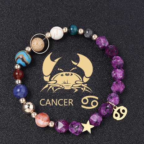Spiritual Abacus Twelve Constellations Natural Stone Bracelet with Eight Planets
