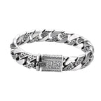 Spiritual Abacus 925 Sterling Silver Tangcao Pattern Cuban Bracelet – Thick Men’s Style