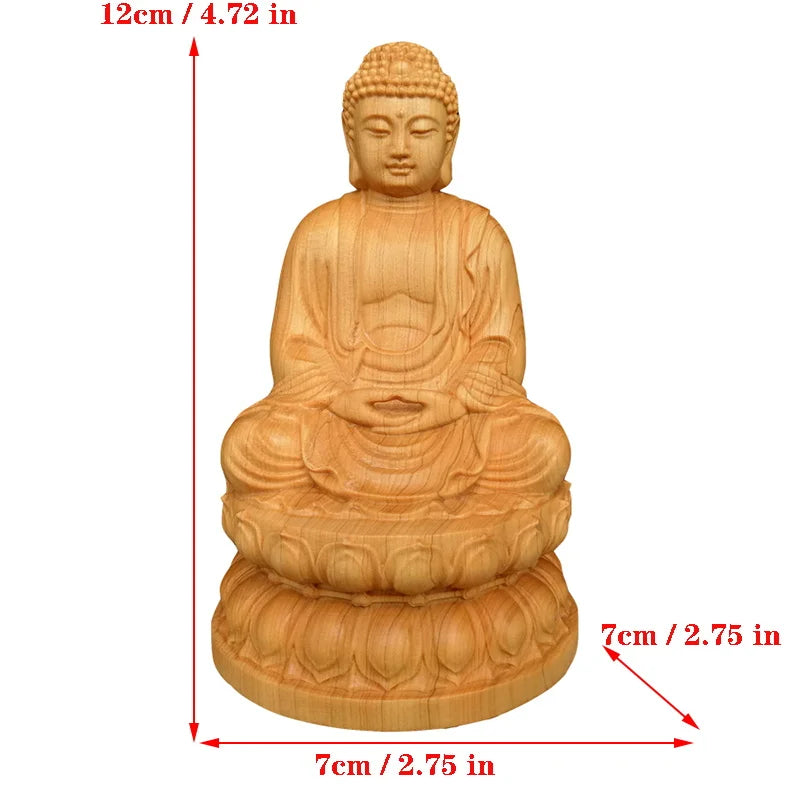 Spiritual Abacus Natural Cypress Buddha Statue