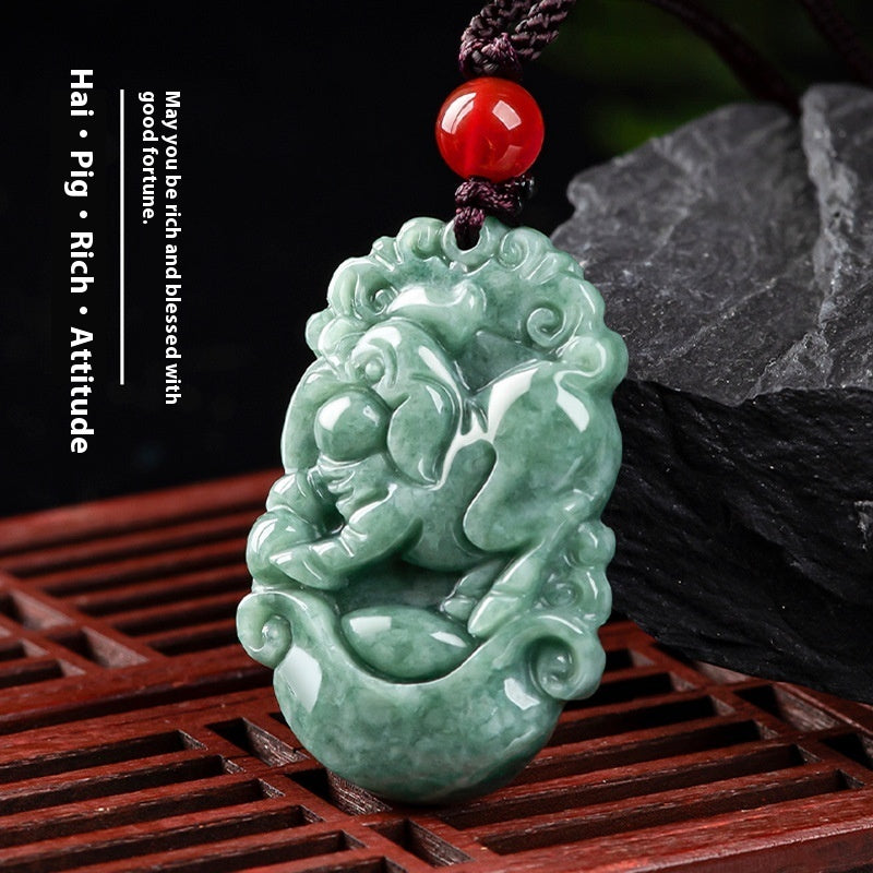 Spiritual Abacus Natural Cargo Jade Chinese Zodiac Pendant Ornaments (12 Signs)