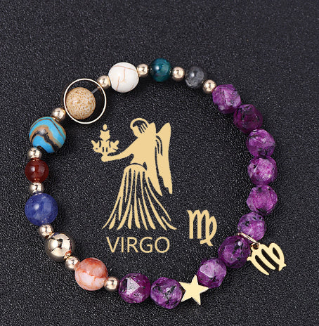 Spiritual Abacus Twelve Constellations Natural Stone Bracelet with Eight Planets