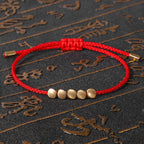 Spiritual Abacus Handmade Tibetan Copper Bead Bracelet – Adjustable Braided Rope Bracelet for Men & Women, Boho Vintage Jewelry Gift
