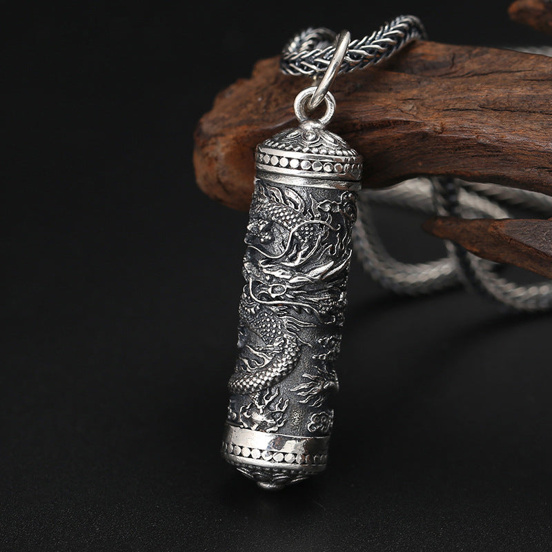 Spiritual Abacus S925 Sterling Silver Tenglong Pattern Buddha Pendant