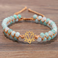 Spiritual Abacus Hand-Woven Double Layer Natural Stone Bracelet with Om & Lotus