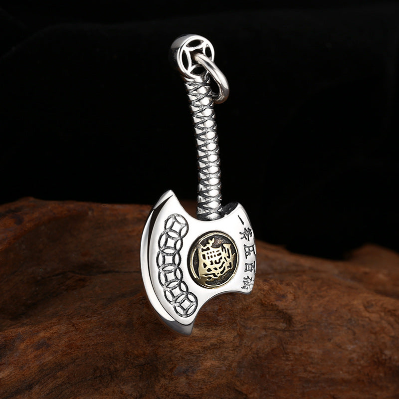 Spiritual Abacus 925 Sterling Silver Money Axe Pendant – Single Axe to Ward Off a Hundred Calamities