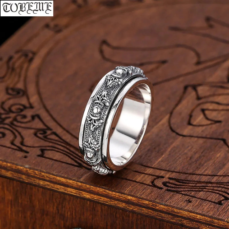 Spiritual Abacus 🔄 925 Sterling Silver Tibetan Spinning Ring – Vajra Dorje Design