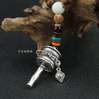 Spiritual Abacus Tibetan Wooden Mala Necklace – Six-Character Mantra Prayer Wheel Pendant for Men & Women