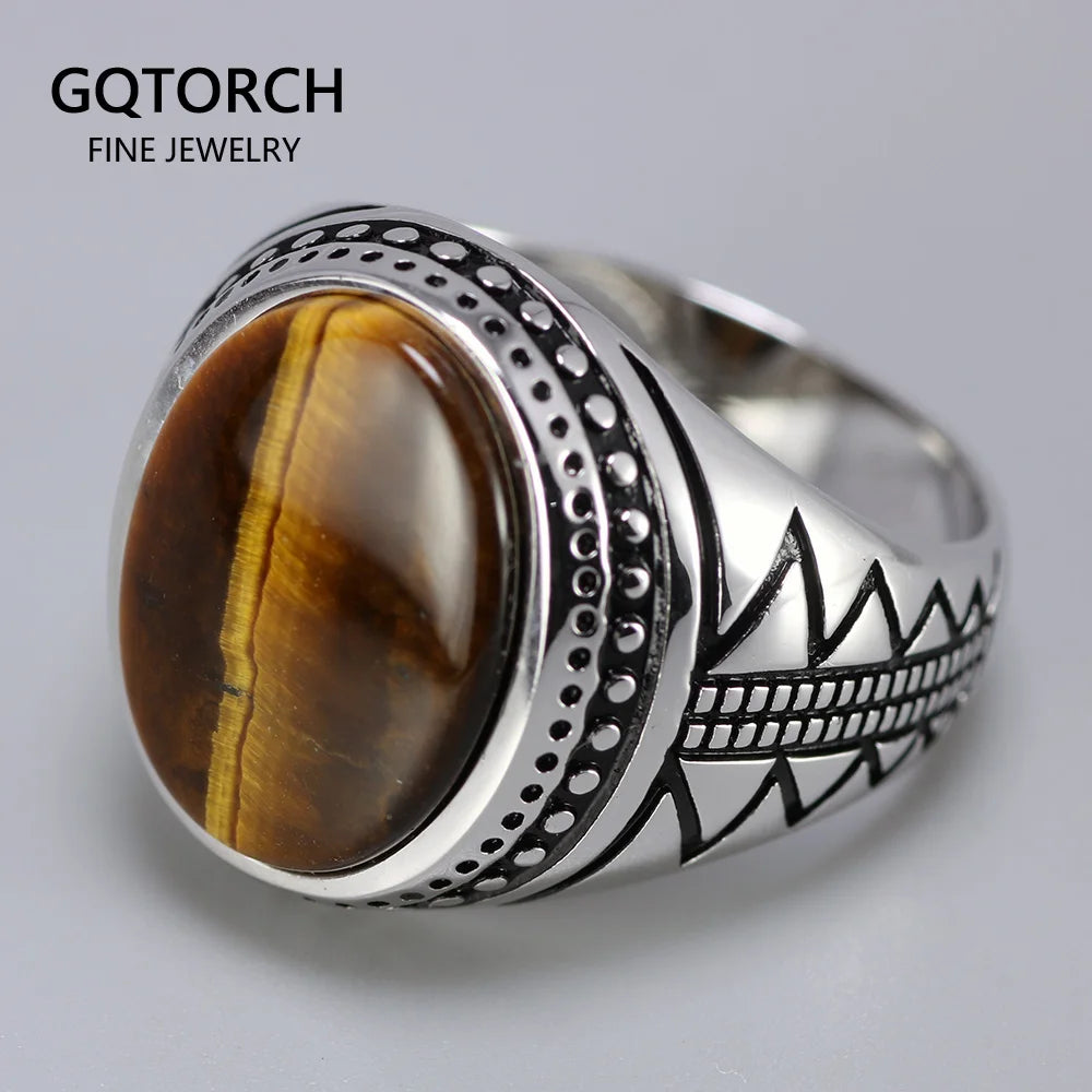 🐅 Spiritual Abacus 925 Sterling Silver Turkish Tiger Eye Ring – Solid Men’s Vintage S925 Jewelry