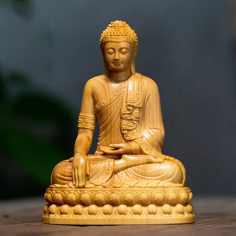 Spiritual Abacus – Thai Hand-Carved Wooden Meditating Buddha With Lotus Base – Zen Altar Figurine for Home, Office & Sacred Spaces