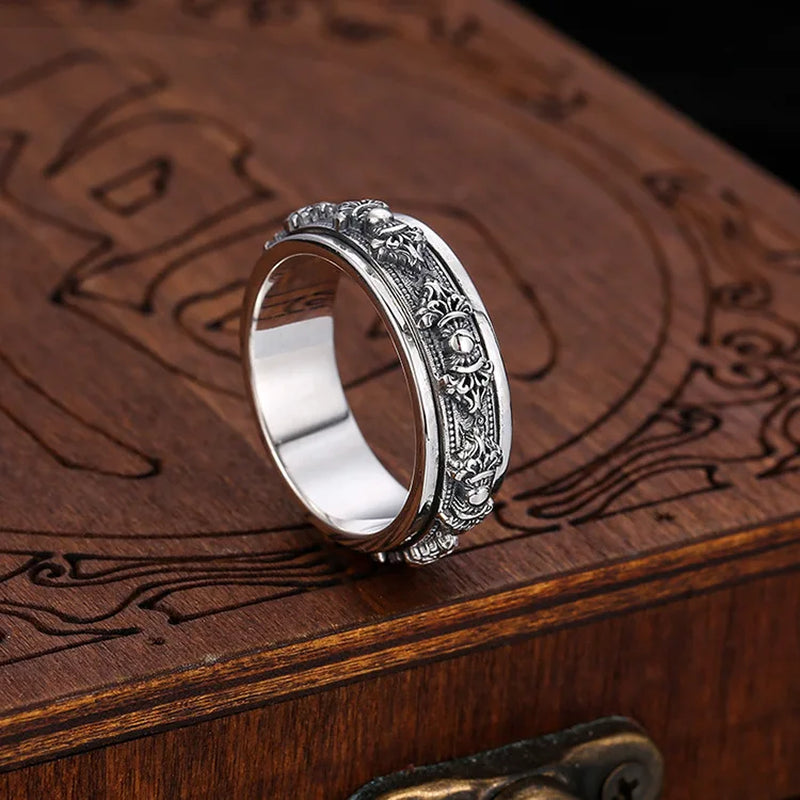 Spiritual Abacus 🔄 925 Sterling Silver Tibetan Spinning Ring – Vajra Dorje Design