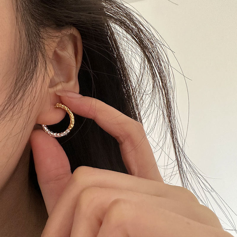 Spiritual Abacus 925 Sterling Silver Gold & Silver Two-Tone Circle Ear Clips for Women