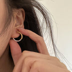 Spiritual Abacus 925 Sterling Silver Gold & Silver Two-Tone Circle Ear Clips for Women