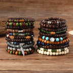 Spiritual Abacus 22-Piece Bohemian Retro Wooden Bead Bracelet Set