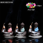 Spiritual Abacus Little Monk Backflow Incense Burner – Small Buddha Zen Aroma Censer for Home, Office, or Teahouse Decor