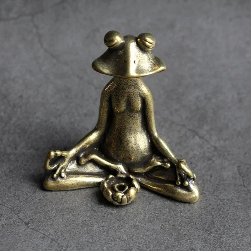 Spiritual Abacus Solid Copper Zen Frog Incense Holder – Retro Copperware Tea Pet & Stick Burner Ornament