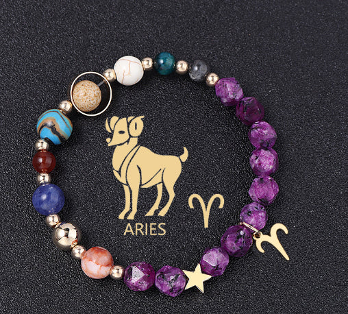 Spiritual Abacus Twelve Constellations Natural Stone Bracelet with Eight Planets